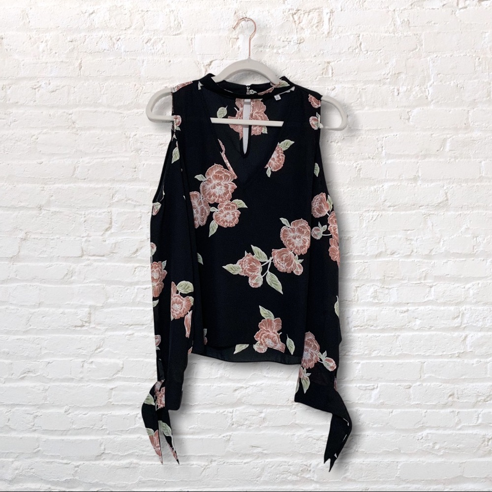 floral off the shoulder cutout top, L